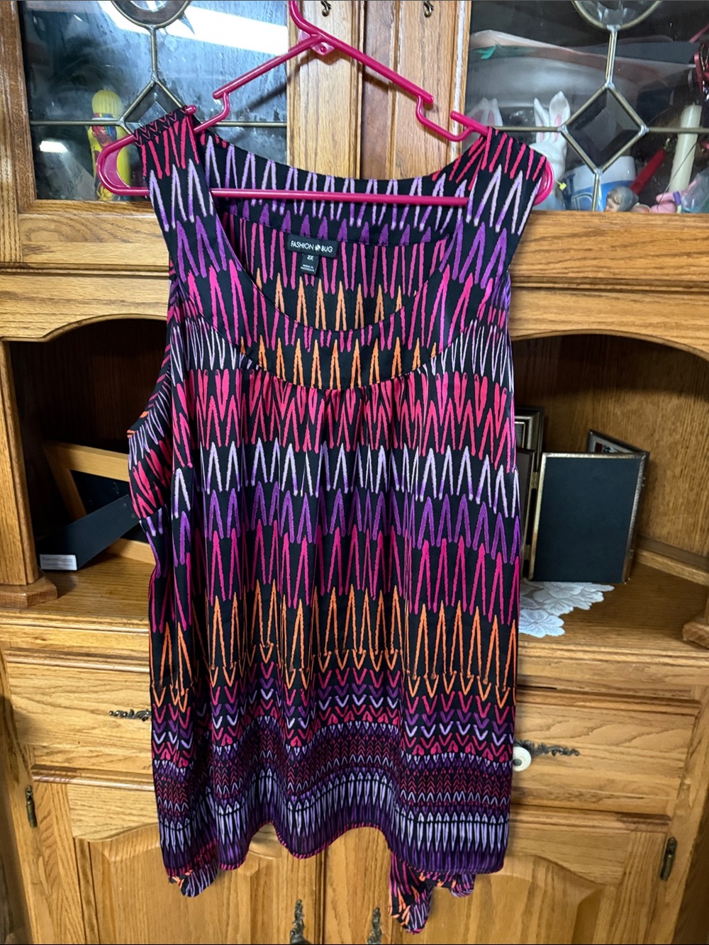 Fashion Bug like new  Vibrant Zigzag Tunic - Pink, Purple, Orange, Black 2Xl